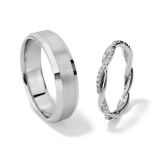 Anillos de matrimonio en oro blanco con diamantes estilo FORMA LIBRE
