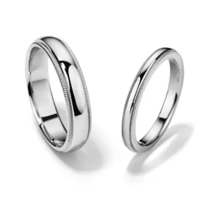Anillos de matrimonio para parejas en oro blanco ajuste CÓMODO