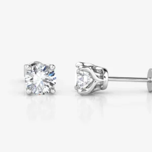 Aretes en oro blanco o amarillo con diamantes 4 GARRAS