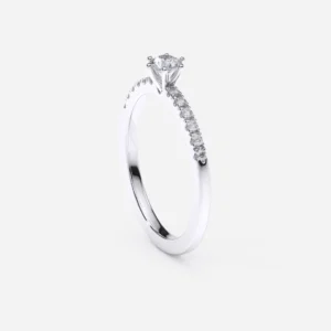 Perfil y engaste del Anillo de compromiso en oro blanco con diamantes estilo SOLITARIO ESCALOPA EWA joyeria