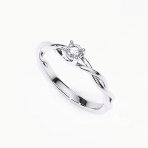 Anillo de compromiso oro blanco solitario diamante 4 puntas FORMA LIBRE