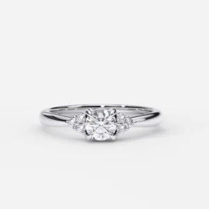 Anillo compromiso oro blanco solitario diamante 4 puntas óvalo
