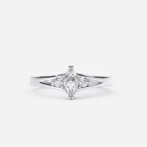 Anillo de compromiso en oro blanco con diamantes de laboratorio estilo MARQUESA 2