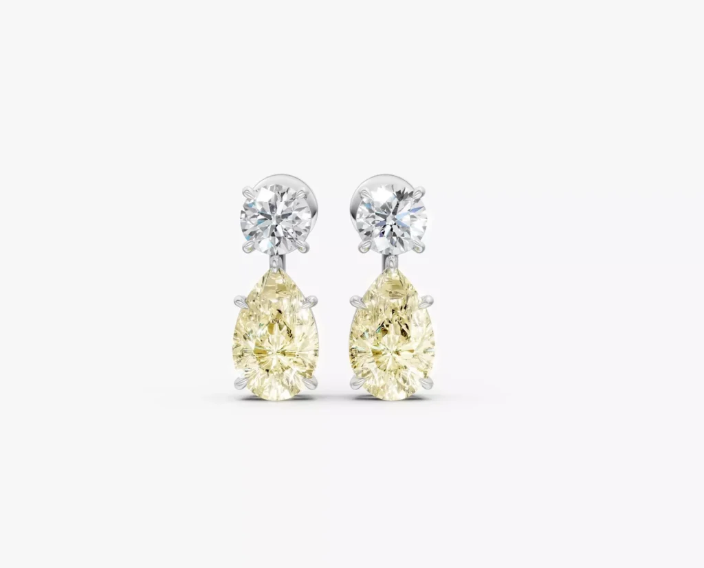 Aretes en oro blanco amarillo estilo LAGRIMA EWA joyeria