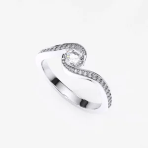 Vista superior del Anillo de compromiso en oro blanco con diamantes de laboratorio estilo FORMA LIBRE 3