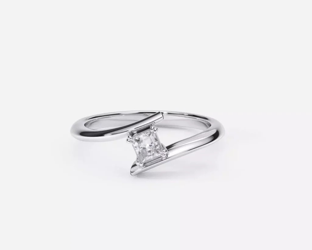 Anillo de compromiso en oro blanco con diamantes estilo DETOUR 2